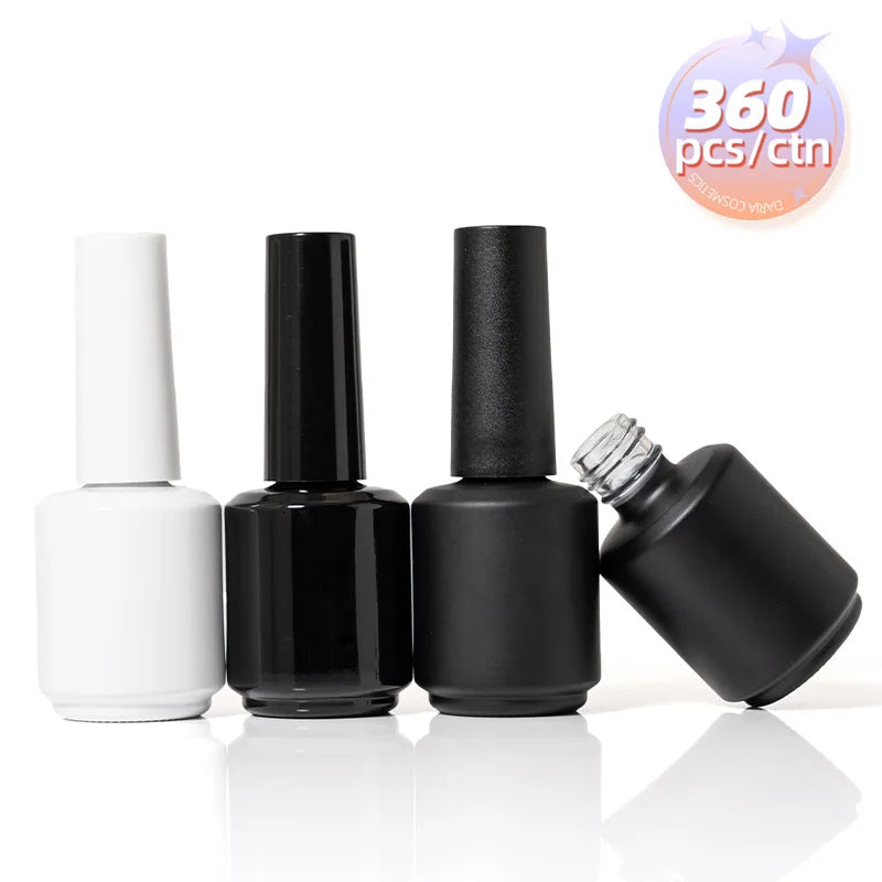 Hot Sale Black Matte White Empty 15ml Uv Gel Containers Oem Salon Products Nail Polish Glass Bottle