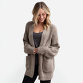 Women's Oversized Merino Wool Open Front Cardigan Handmade Vintage Floral Knit Sweater Thin Breathable for Casual Autumn Style