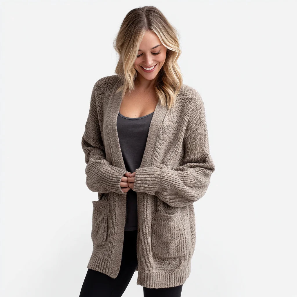 Women's Oversized Merino Wool Open Front Cardigan Handmade Vintage Floral Knit Sweater Thin Breathable for Casual Autumn Style