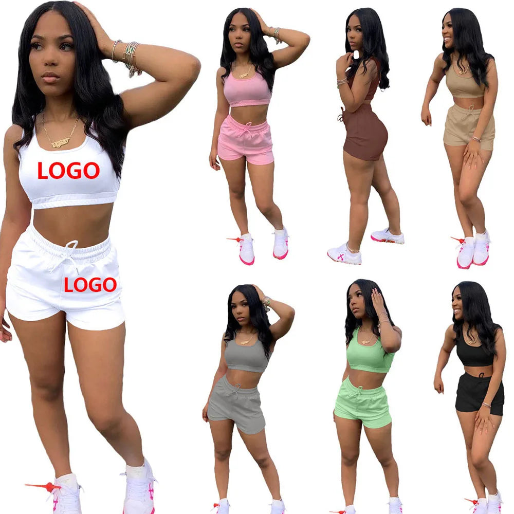 Summer 2022 New Arrivals  Lounge Wear 2 Piece Short Set Crop tank Top Jogger Biker Short Set Sleeveless 2 Piece Set Women