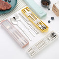 Portable Travel Cutlery Set with Case Stainless Steel Spoon Fork Chopsticks Set Reusable Lunch Utensils for School Office