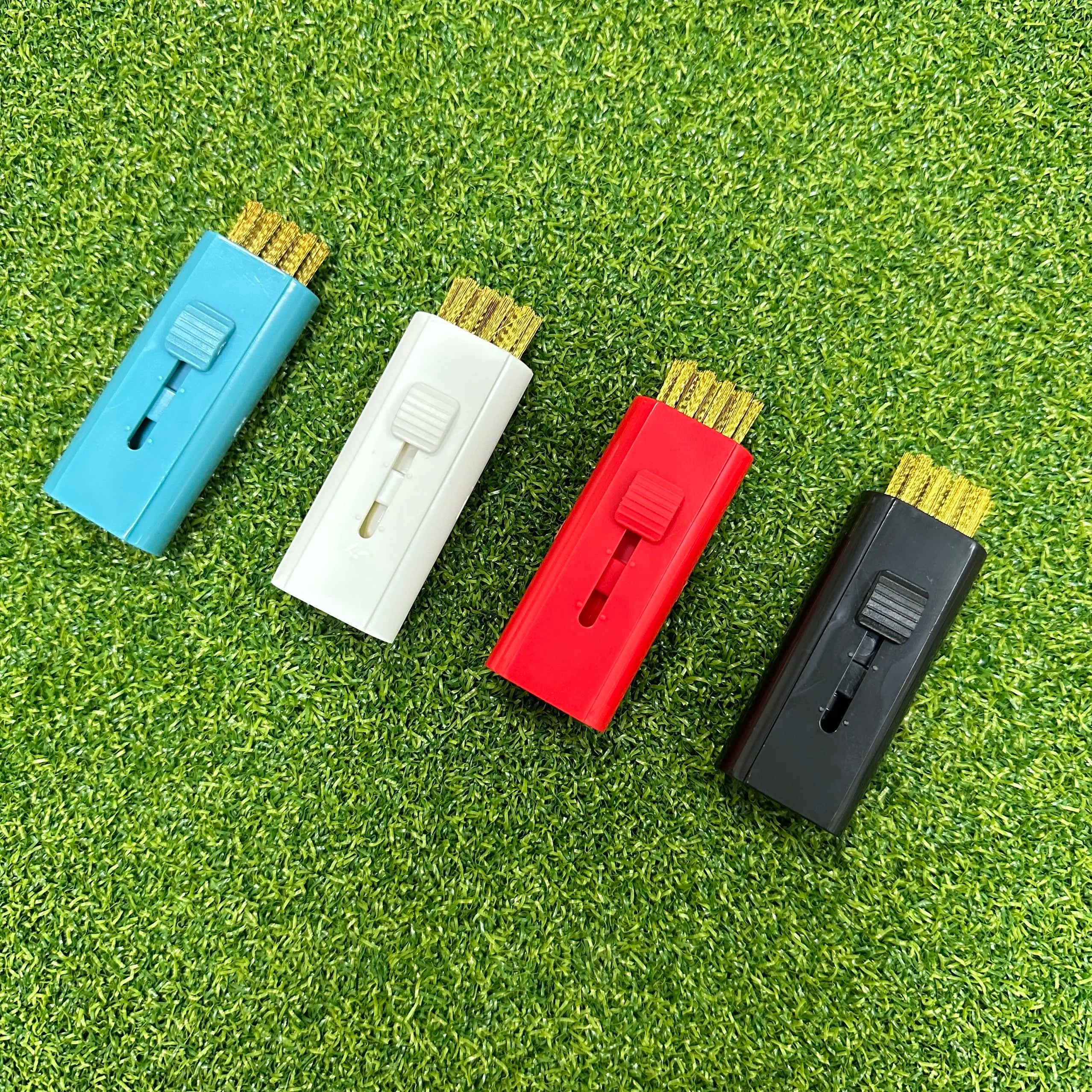 Mixed Color Small 2-in-1 Pocket Golf Club Brush Cleaner Tool Essential Golf Accessories