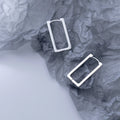 Daidan Huggie Earrings 925 Sterling Silver Simple Geometric Rectangular Hoop Long Drop Ladies Earrings