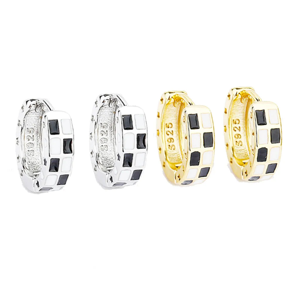 Wholesale Alloy Copper Gold Plated Dome Hoop Checked 15mm Trendy Earrings for Children's Anniversary