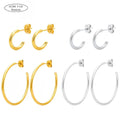 ASTM F136 Titanium C-shaped Earrings Stainless Steel Geometric Round Earrings for Women