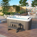 VIRPOL 3-Person Acrylic Contemporary Hot Tub Whirlpool & Air Massage Spa Tub Modern Design for Patio Backyard Courtyard MegaBDM
