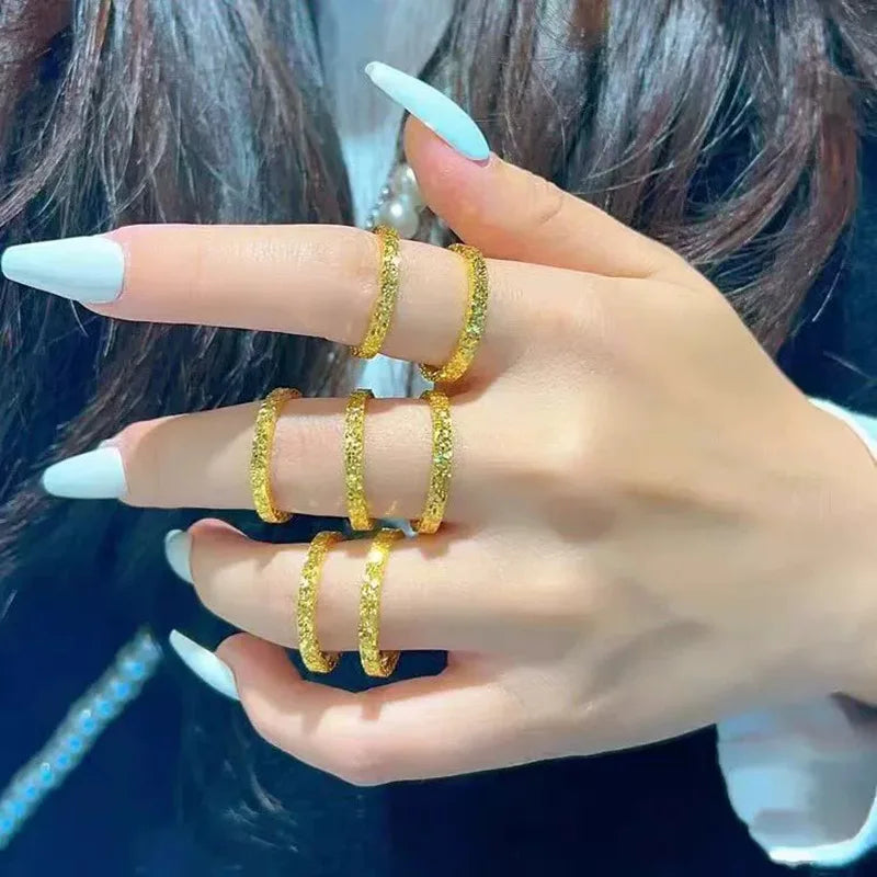High-end Fashion Crushed Ice Ring Ing Style Niche Joint Ring Temperament Versatile Couple 18K Gold Ring Jewelry