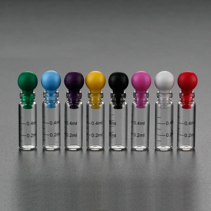 Mini 0.5ml Glass Perfume Bottle with Long Cork and Round Stopper Essential Oil Containers with Scale