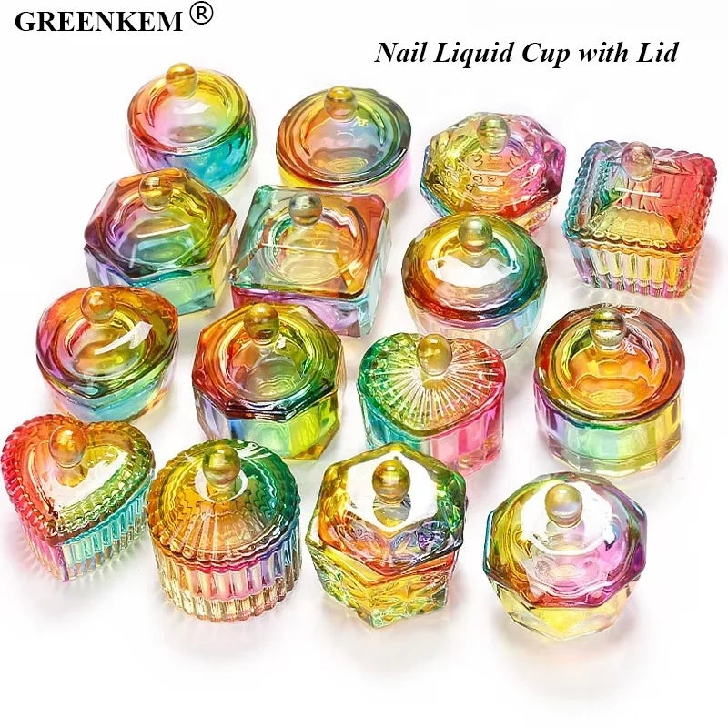 GREENKEM Glass Nail Cup Acrylic Powder Liquid Crystal Glass Bowl Nail Liquid Cup