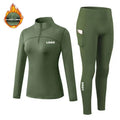 Dorpshipping Women Thermal Fleece-lined 2 Piece Set Suits Winter Running Training Yoga Fitness Woman Modest Workout Clothes