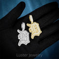 Luster Personal Jewelry Hip-pop Style Gold Plating White Color Round Cut 925 Sterling Silver Moissanite Pendant