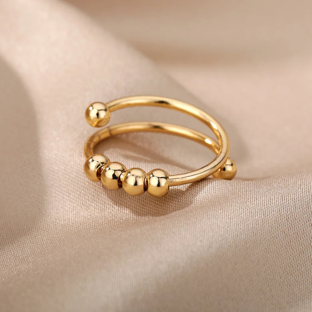 OEM 2022 Open Rings Spinner Gold 18k Adjustable Rings Women Anxiety Ring