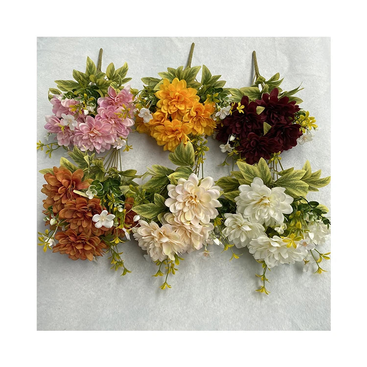 Manufacturer Big Bundle 9-head Thousand Layer Chrysanthemum  Flowers Artificial Decoration
