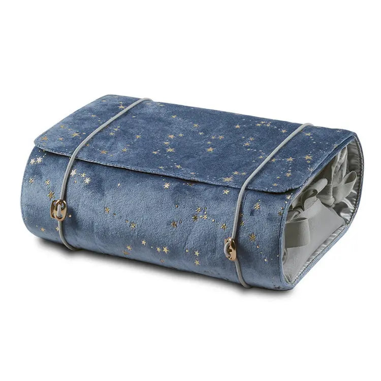 Star Satin Plush Velvet Design Luxury  Large Travel Toiletry Make up Makeup Cosmetic Bag Pouch Box Case Pack for Men Women