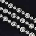 Crystal Round Glass Rhinestone Flower Chain Metal Claw Diamond Trim Ribbon Sewing Wedding Shoes Clothing Accessories