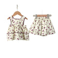 INS Style Summer Newborn Baby Clothes Girl's Cute Cherry Cake Skirt Waistband Top Flower Bud Short Pants Baby Suit