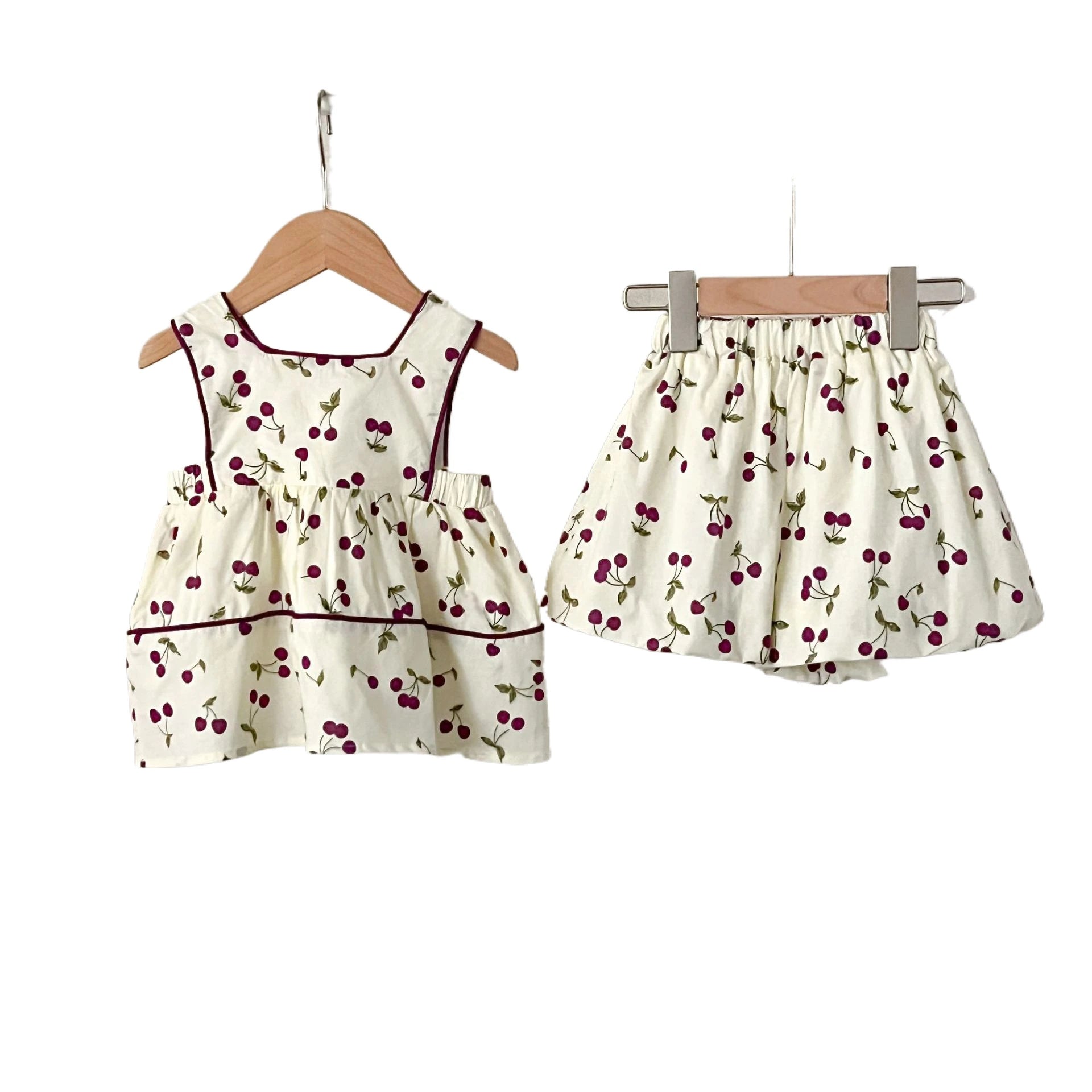 INS Style Summer Newborn Baby Clothes Girl's Cute Cherry Cake Skirt Waistband Top Flower Bud Short Pants Baby Suit