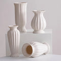 Nordic White Large Mouth Ceramic Vase Simple Design for Living Room Decor-Dried Flowers Water Nourishing Fresh Flowers