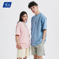 YLS Wholesale High Street Solid Knitted Street Wear Casual Drop Shoulder O Neck Oversized 230Gsm Bulk Men Cotton T Shirt