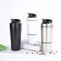 Portable Double-Section Stainless Steel Shaker Cup Large-Capacity Water Bottle for Sports Protein Powder Mixing for Camping