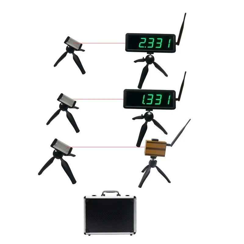 Professional LED Race Timing Clock Running Speed Test Stopwatch Countdown/up Digital Wireless Laser Timer with Portable Suitcase