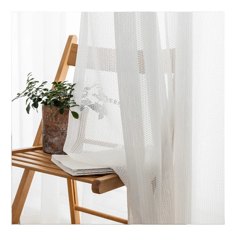 Innermor Leaves Window Tulle White Sheer Curtains 100% Polyester European American Style Customizable Home Textile Curtains