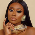 Fashion Indian Statement Daisy Flower Stud Earrings Punk Bending Metal Choker Necklace African Gold Plated Jewelry Sets Collars MegaBDM