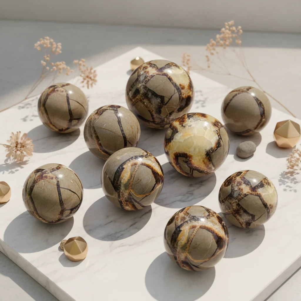 Wholesale Polished Healing Stones Natural Crystal Septarian Sphere Quartz Septarium Crystal Ball for Decoration