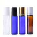 10ml Frosted Clear/amber/blue Glass Roll on Bottle With Steel Roller/black/silver/gold Cap
