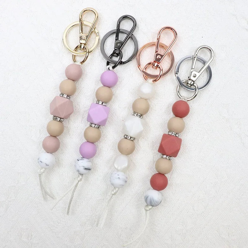 New Creative Cartoon Eco-Friendly Cotton/Metal Beads DIY Handmade Keychain Customizable Color 3D Shape Custom Logo Inlay