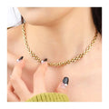 Chris April Fashion 18k Gold Plated Stainless Steel Chunky Watch Chain Necklace for Women