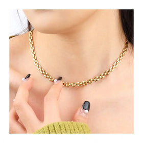 Chris April Fashion 18k Gold Plated Stainless Steel Chunky Watch Chain Necklace for Women