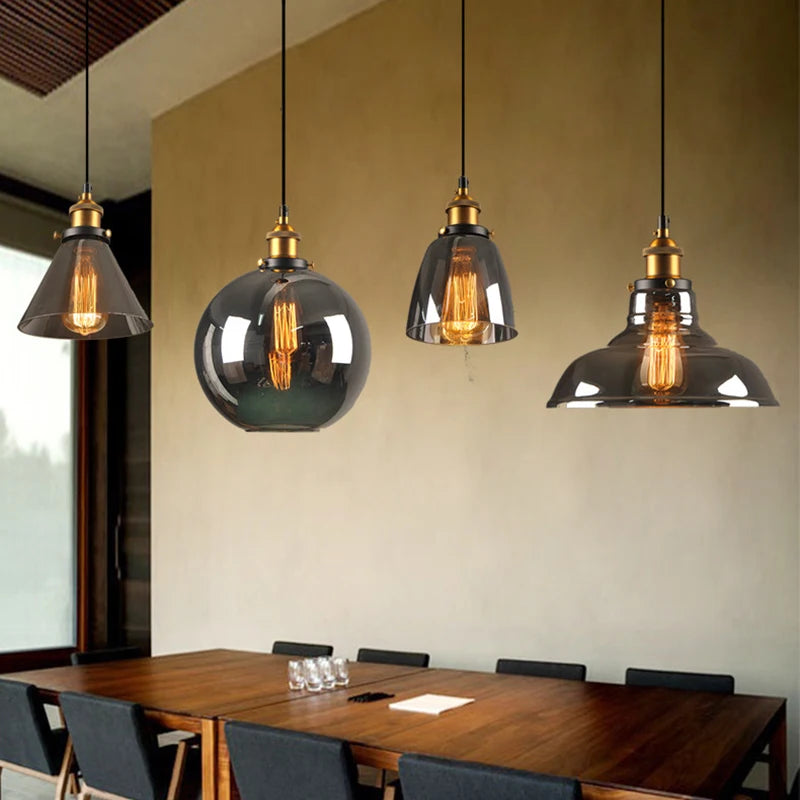 High Grade Metal Luxury Living Room Smoke Gray Glass Modern LED Chandelier Kitchen Pendant Lighting Over Island Bar