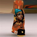 Colorful Casual Summer Women'S Sleeveless Skirt V Neck Printed Face Dress Apparel