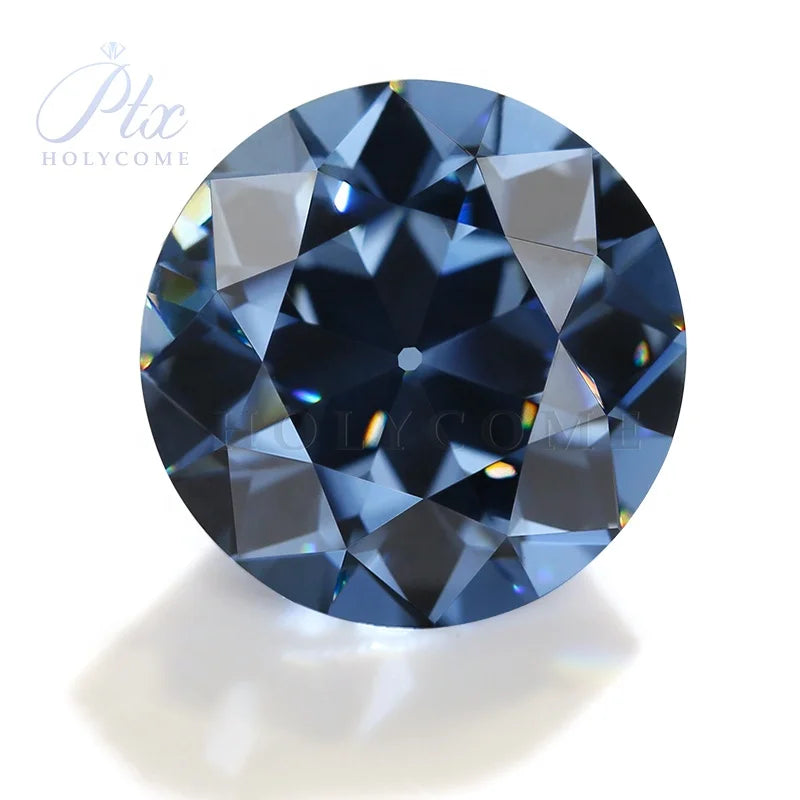Fancy Vivid Blue Color HOT SALE GEMStone Wholesale Old Mine Cut Round Shape VVS Clarity Synthetic Loose Moissanite Price