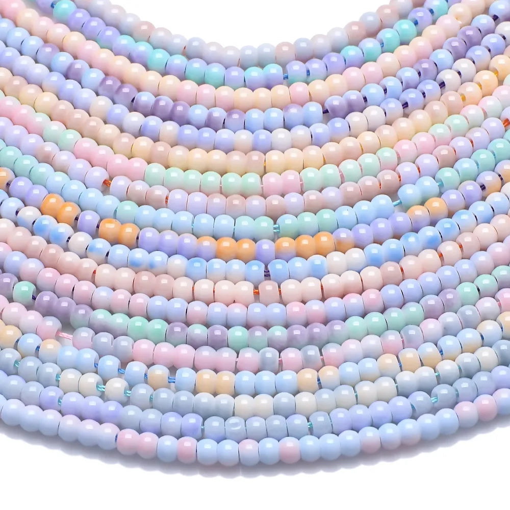 4mm Macaroon Seed Beads Baking AB Color Round Glass Beads Strand for DIY Jewelry Making Necklace Bracelet