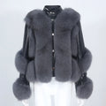 OFTBUY 2023 Women's Winter Jacket Natural Fox Fur Coat Genuine Leather Waterproof Detachable Streetwear Locomotive Warm