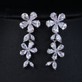 2022 Long Cubic Zirconia Flower Earrings Trendy INS Female CZ Crystal Zircon Drop Earring Women Bridal Wedding Jewelry