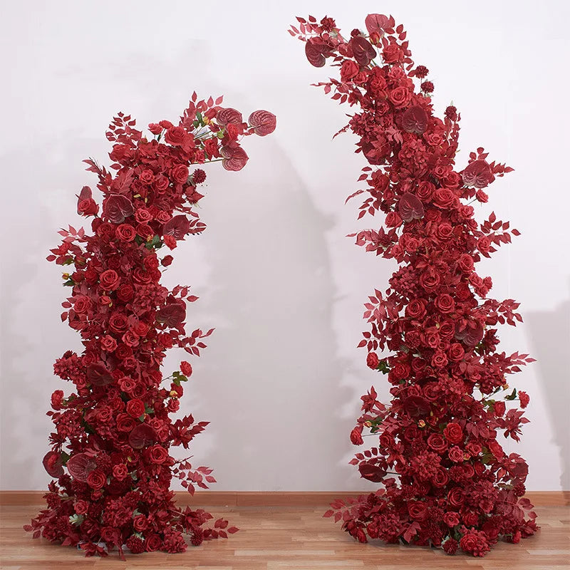 C-FAR001-3 Customize Artificial Silk Arch Horn Flower 2.1m High Rustic Horn Moon Arch Flowers for Wedding Event Decor