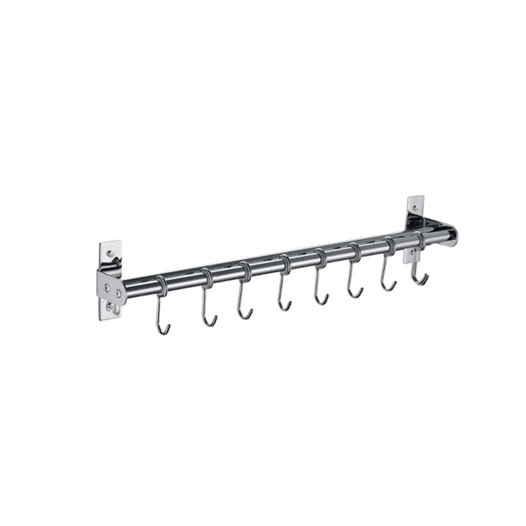 Modern Stainless Steel 304 Wall Mounted Bathroom Rack with 8 Hooks Metal Storage Hanger for Towel Robe Bathroom Accessories Use