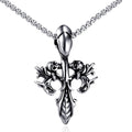 Ebay Hot Selling Monster alien Design Punk Skull Flower Titanium Steel Cross Pendant Stainless Steel Cross Necklace