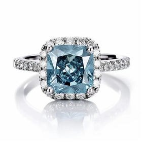 SGARIT Fine Jewelry 14K White Gold 3ct Moissanite Radian Cut Diamond Halo Ring Woman Wedding Ring for Couples Set and Engagement