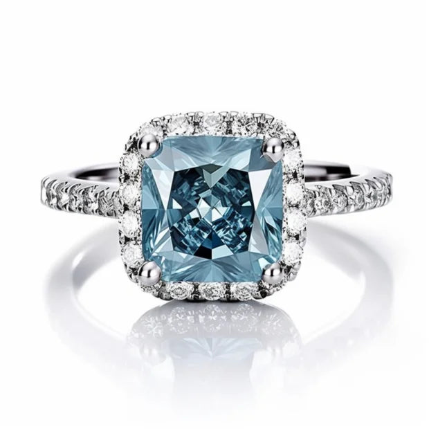 SGARIT Fine Jewelry 14K White Gold 3ct Moissanite Radian Cut Diamond Halo Ring Woman Wedding Ring for Couples Set and Engagement