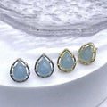 Chakra Crystal Fine Jewelry Natural Aquamarine Water Drop 925 Sterling Silver Needle Ear Studs for Spiritual Healing
