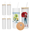 Frosted 25oz Sublimation Blank Beer Can Beer Glasses Cup Can Shape Glass with Bamboo Lid and Glass Lid 25pcs/ctn