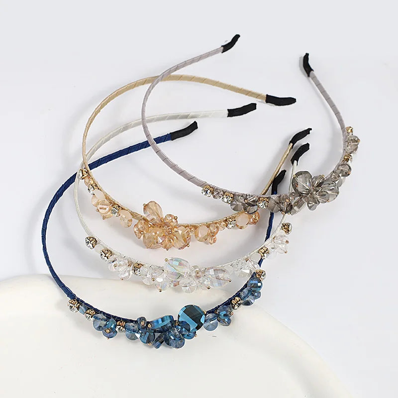 Wholesale Luxury Accessories for Women Rhinestone Material Hair Bands Crystal Flower Design Hair Accessories