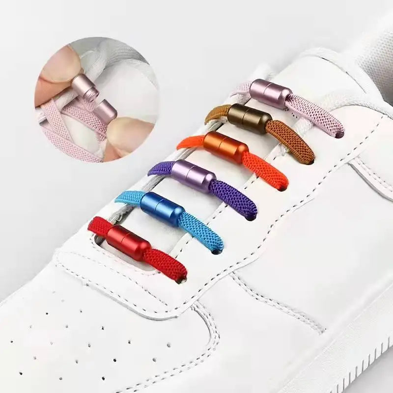 Wholesale Custom Elastic No Tie Colorful Shoelaces With Capsule Screw Locks Lazy Shoelaces