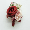 Wedding Boutonniere Buttonhole Rose Brooch Bride Wedding Wrist Corsage Bracelet Groom Ceremony Flower Party Meeting Decor