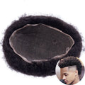 AU Hot Sale Black Wig Kinky Afro Curly Wig Men Toupee Afro Full Human Hair 100% Remy Human Hair Indian Hair Natural Black 6 Inch