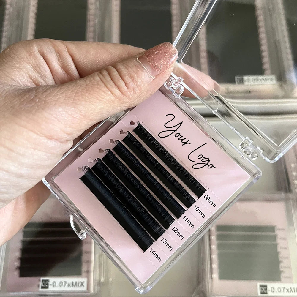 Private logo 6/12 Lines Hybrid Wispy Mega Volume 03 05 07 C D CC Individual Volume Easy Fan Supplies Cashmere Eyelash Extensions